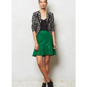ANTHROPOLOGIE MAEVE EMERALD GREEN WOOL BLEND TULIP MINI‎ SKIRT